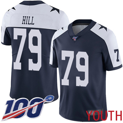 Youth Dallas Cowboys Limited Navy Blue Trysten Hill Alternate 79 100th Season Vapor Untouchable Throwback NFL Jersey